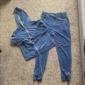 SHEIN Blue Velour Hoodie and Jogger Set